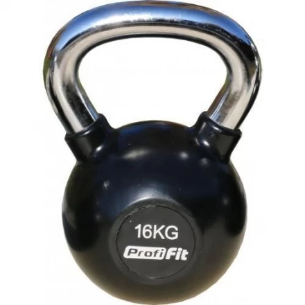 Гиря обрезиненная с хромированной ручкой PROFI-FIT, 16 кг, фото 1