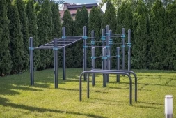 Рукоход двухсекционный с подъёмом, брусья и 8 турников, фото 2