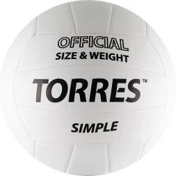 СЦ*Мяч вол. &quot;TORRES Simple&quot; арт.V30105, р.5, синт.кожа (ТПУ), маш. сшивка, бут. камера, бело-черный, фото 1