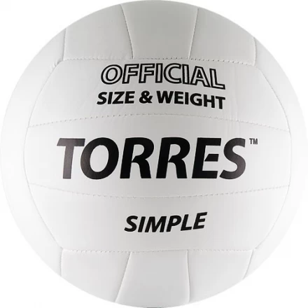 СЦ*Мяч вол. &quot;TORRES Simple&quot; арт.V30105, р.5, синт.кожа (ТПУ), маш. сшивка, бут. камера, бело-черный, фото 1