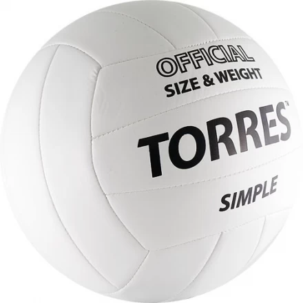СЦ*Мяч вол. &quot;TORRES Simple&quot; арт.V30105, р.5, синт.кожа (ТПУ), маш. сшивка, бут. камера, бело-черный, фото 2