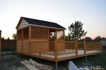 Деревянная беседка №16 4х3м с патио 6х6м
