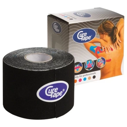 Тейп кинезиологический CureTape Black, 5 см x 5 м, арт. 160226, черный, фото 1