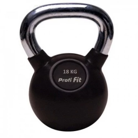 Гиря обрезиненная с хромированной ручкой PROFI-FIT, 18 кг, фото 1