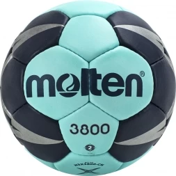 Мяч ганд. &quot;MOLTEN 3800&quot;, арт. H2X3800-CN, р.2, мат.ПУ,32 пан, руч.сш, бирюзово-т.синий, фото 2
