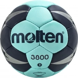 Мяч ганд. &quot;MOLTEN 3800&quot;, арт. H3X3800-CN, р.3, мат.ПУ,32 пан, руч.сш, бирюзово-т.синий, фото 2
