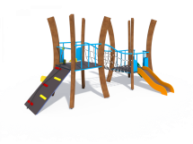 УК 7.926.01 Флекс две башни с горкой и мостиком нерж УК 7.926.01 Флекс две башни с горкой и мостиком нерж