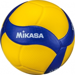 Мяч вол. &quot;MIKASA V300W&quot;, р.5, FIVB Appr, 18 пан, синт.кожа (микрофиб), клееный, бут.кам, желто-синий, фото 1
