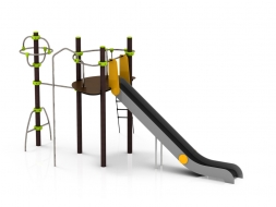 УК 7.110.01 Башня с горкой и гимнастическим столбом нерж УК 7.110.01 Башня с горкой и гимнастическим столбом нерж