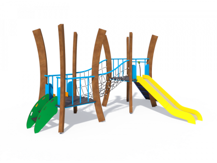 УК 7.926.11 Флекс две башни с горкой и мостиком цинк, фото 1