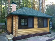 Беседка из бревна оцилиндрованного №19 закрытого типа 4х5м Под ключ