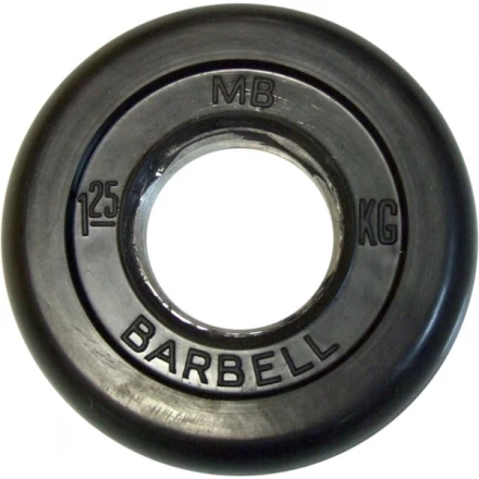 Диск обрезиненный черный MB Barbell d-51mm  1,25кг, фото 1