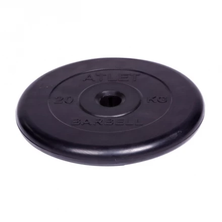 Диск обрезиненный Barbell Atlet d 31 мм чёрный 20 кг, фото 1