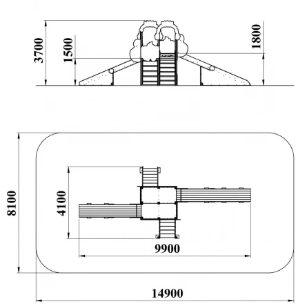 ДИО 5.151 Горка зимняя Н=1500,1800 мм, фото 2