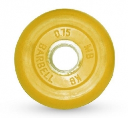 Диск обрезиненный цветной BARBELL 0,75 кг., d26мм