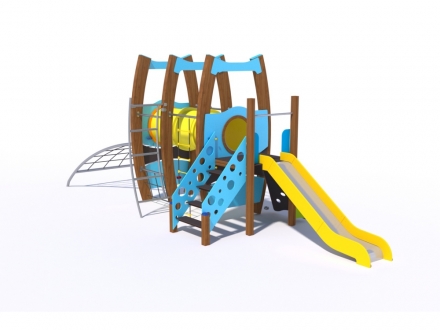 УК 7.927.01 Флекс башня с тунелем и горкой нерж, фото 1