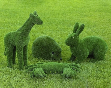 Топиари композиция Малыши (заяц, жираф, ежик, краб) - газон Eco, фото 1