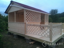 Деревянная беседка №16 4х3м с патио (патио 6х6м) Под ключ, фото 2