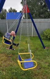 Двухместные качели Пионер Дворовые ЦК2УВ 2 для детских площадок, фото 4