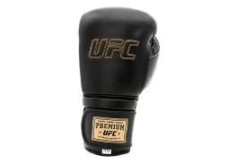 (UFC Премиальные тренировочные перчатки на липучке чёрные - 16 Oz), фото 1