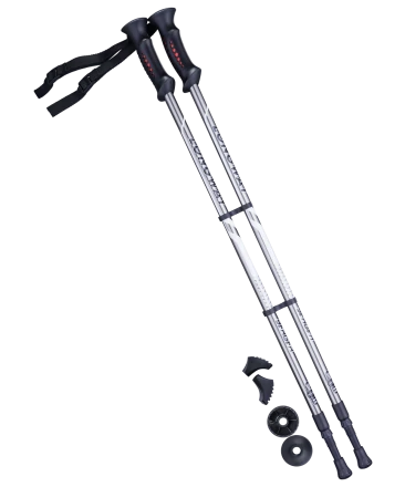 Палки для скандинавской ходьбы Longway, 77-135 см, 2-секционные, серый/чёрный, фото 1
