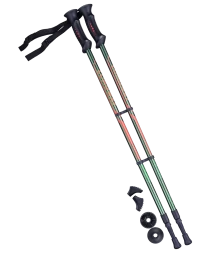 Палки для скандинавской ходьбы Longway, 77-135 см, 2-секционные, тёмно-зеленый/оранжевый, фото 1