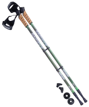 Палки для скандинавской ходьбы Rainbow, 77-135 см, 2-секционные, чёрный/ярко-зелёный