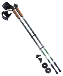 Палки для скандинавской ходьбы Starfall, 77-135 см, 2-секционные, чёрный/белый/ярко-зелёный, фото 1