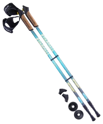 Палки для скандинавской ходьбы Starfall, 77-135 см, 2-секционные, синий/серый/жёлтый, фото 1