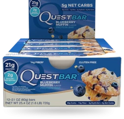 Батончики QuestBar Blueberry Muffin (12 батончиков), фото 1