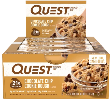 Батончик Quest Nutrition Quest Protein Bar Chocolate Chip Cookie Dough (Печенье с кусочками шоколада),12 шт, фото 1