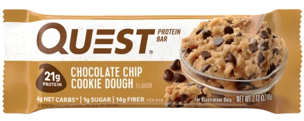 Батончик Quest Nutrition Quest Protein Bar Chocolate Chip Cookie Dough (Печенье с кусочками шоколада),12 шт, фото 2