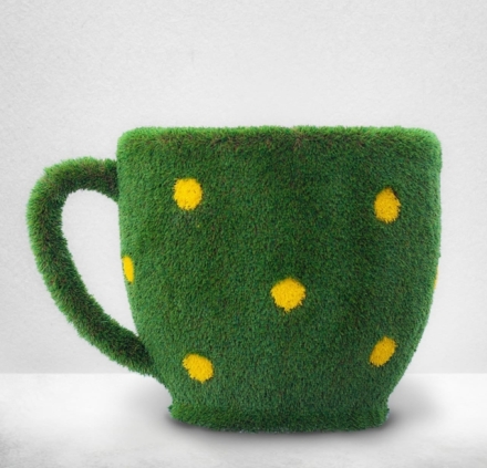 Топиари &quot;Чашка кашпо желтый горошек&quot;, фото 1