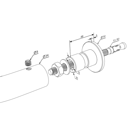 Перекладина шведской стенки и рукохода FLY 1000, черная, фото 5