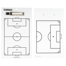 Тактическая доска для футбола &quot;TORRES&quot;, маркерная, с зажимом для листов и маркера, 40х24 см