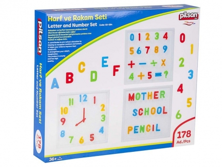 Игровой набор из 178 деталей с буквами и цифрами Pilsan Innovative Letters &amp; Numerical (03-297), фото 1