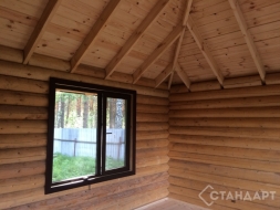 Беседка из бревна оцилиндрованного №19 закрытого типа 4х5м Под ключ, фото 4