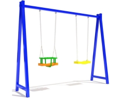 Детские качели №4 двухместные со спинкой для детской площадки, фото 1