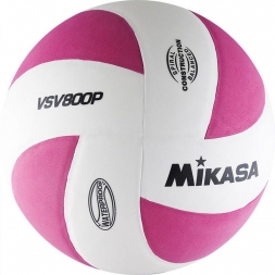 СЦ*Мяч вол. &quot;MIKASA VSV800 P&quot;, р.5, синт.пена ТПЕ, клеен,8 пан,бут.кам,бело-розовый, фото 1