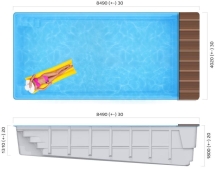Бассейн 8,49х4,02х1,31-1,8м. Савой Pool Cover композитный