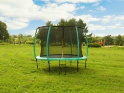 Батут с защитной сеткой (лестница в комплекте) Diamond Fitness Black Edition 8ft (244 см), фото 2