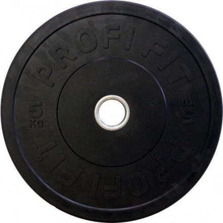 Диск для штанги каучуковый, черный, PROFI-FIT D-51, 5 кг, фото 1