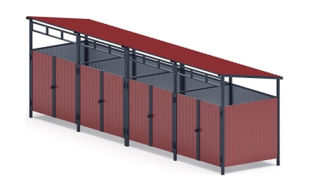 Навес контейнерной площадки для мусора (4 секции) МФ 55.02.02.4-04, фото 1