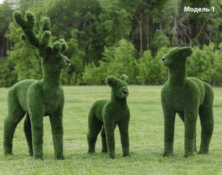 Топиари композиция олени, семья Гаричевич - 3 шт (модель 2) - газон Deluxe, фото 2