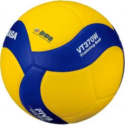 Мяч вол. утяж. &quot;MIKASA VT370W&quot;, р 5, 18 панелей, синт.кожа (ПУ), вес 370г, клееный, сине-желтый