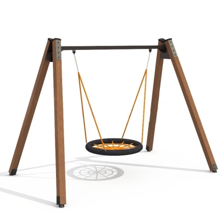 Качели Гнездо AW ДГ1 одинарные на деревянных стойках для детской площадки, фото 1