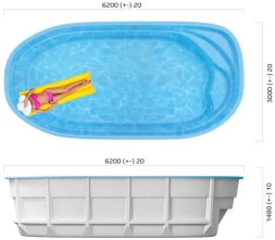 Бассейн 6,2х3х1,48м. Фишт Marshall Pools (чаша), фото 7