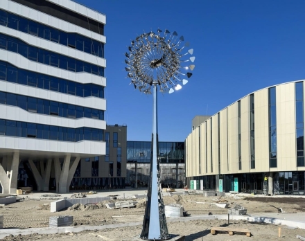 Скульптура из нержавеющей стали Пульсар Увеличенный размер, 8-гранное конусовидное основание из нержавеющей стали, фото 5