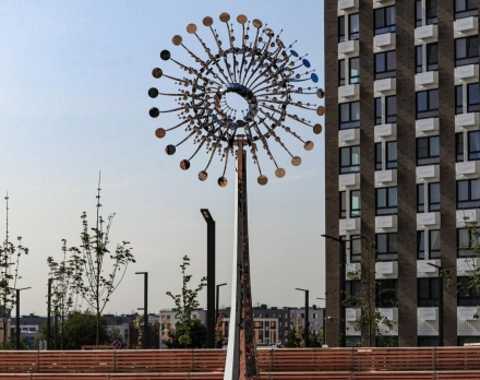 Скульптура из нержавеющей стали Пульсар Увеличенный размер, 8-гранное конусовидное основание из нержавеющей стали, фото 7