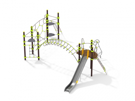 УК 7.306.01 Три башни с горкой, рукоходом и сеткой нерж, фото 1